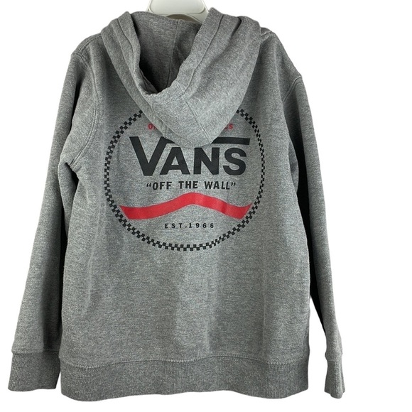 VANS Hooded Sweatshirt Kids Size Small Unisex Gray/Black/Red - Picture 1 of 9
